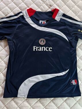 France Soccer Jersey Youth Size 8 Navy Blue World Cup Fan Gear